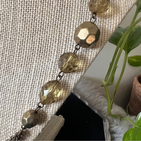 Beautiful Antiqued Gray Green Tone Beaded Long Chain Necklace - Picture 7 of 8